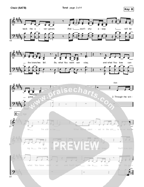 Tend Choir Sheet (SATB) (Bethel Music / Emmy Rose)