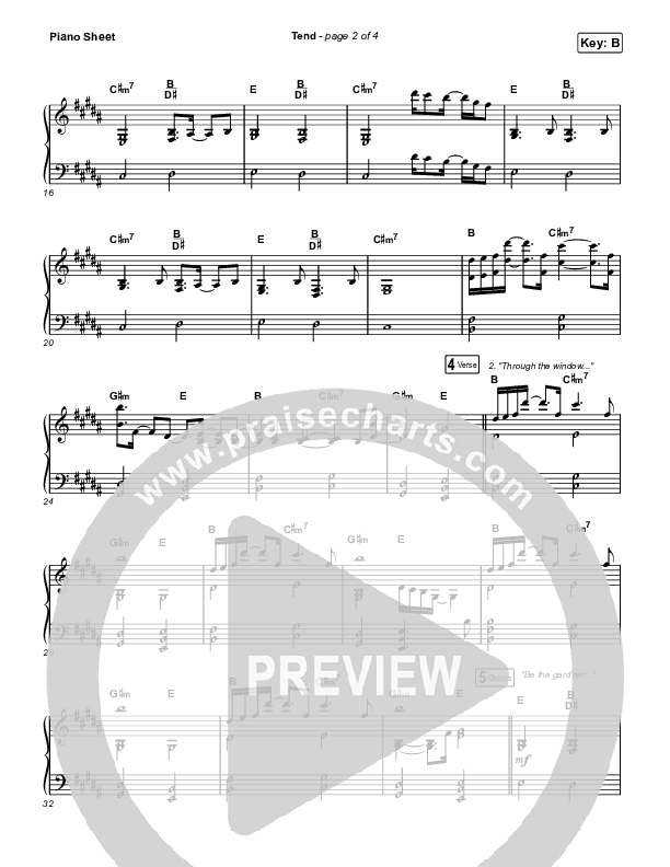Tend Piano Sheet (Bethel Music / Emmy Rose)