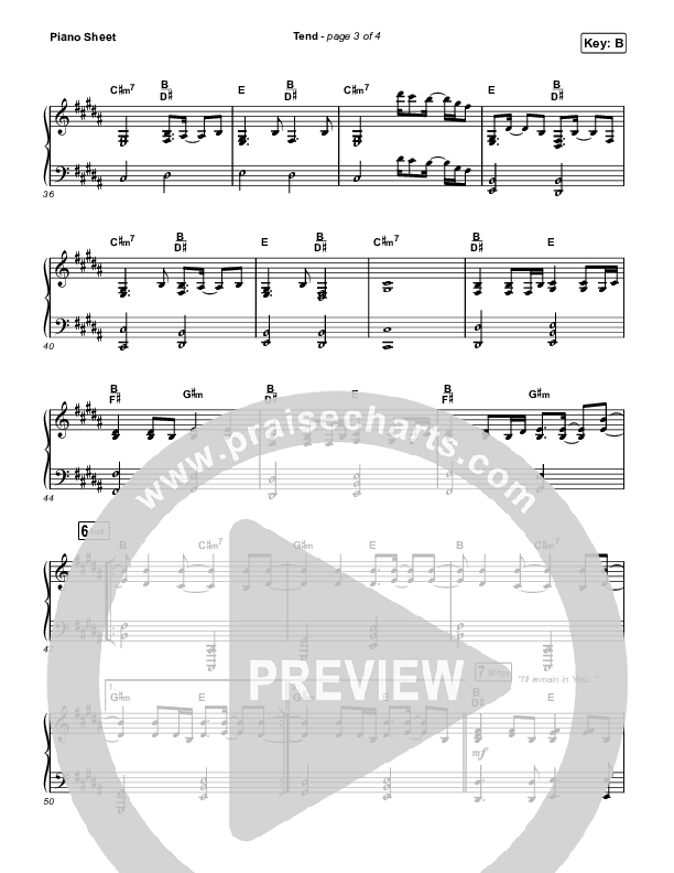 Tend Piano Sheet (Bethel Music / Emmy Rose)