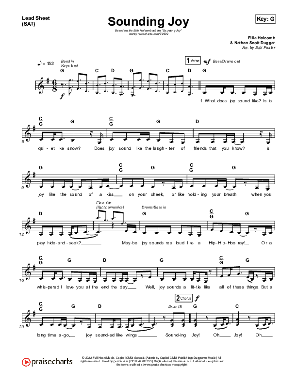 Sounding Joy Lead Sheet (SAT) (Ellie Holcomb)