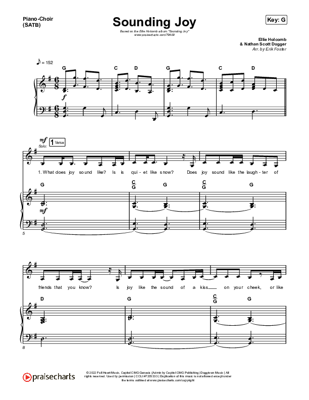 Sounding Joy Piano/Vocal (SATB) (Ellie Holcomb)