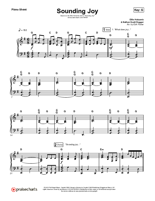 Sounding Joy Piano Sheet (Ellie Holcomb)