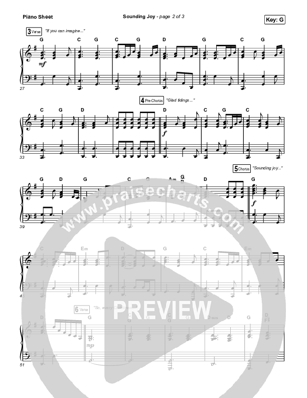 Sounding Joy Piano Sheet (Ellie Holcomb)