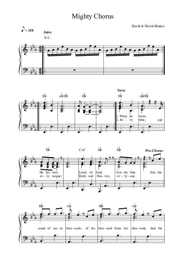 The Mighty Chorus Piano/Vocal (SAT) (David & Nicole Binion / John Wilds)