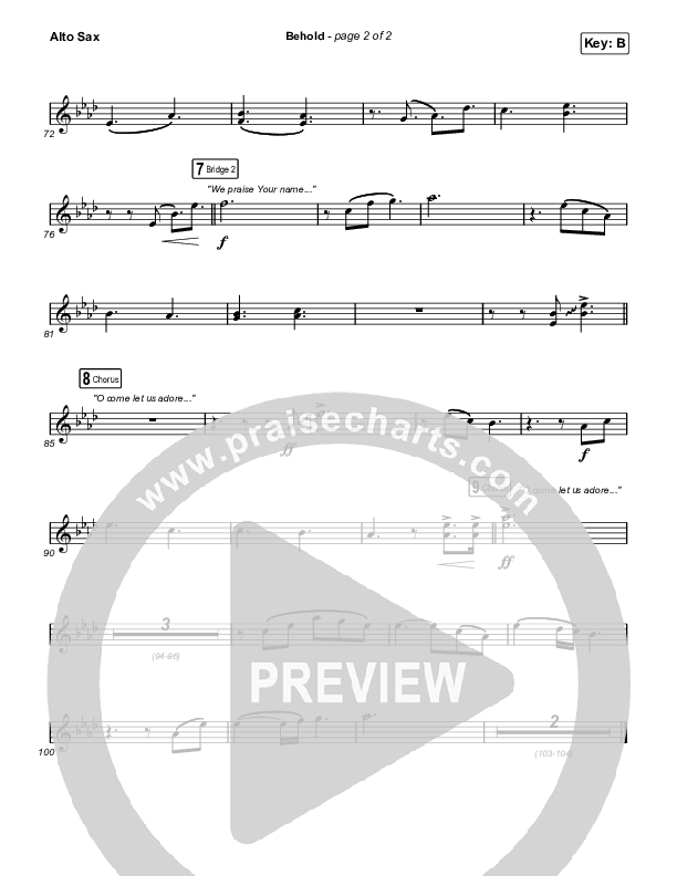 Behold Alto Sax (Phil Wickham / Anne Wilson)