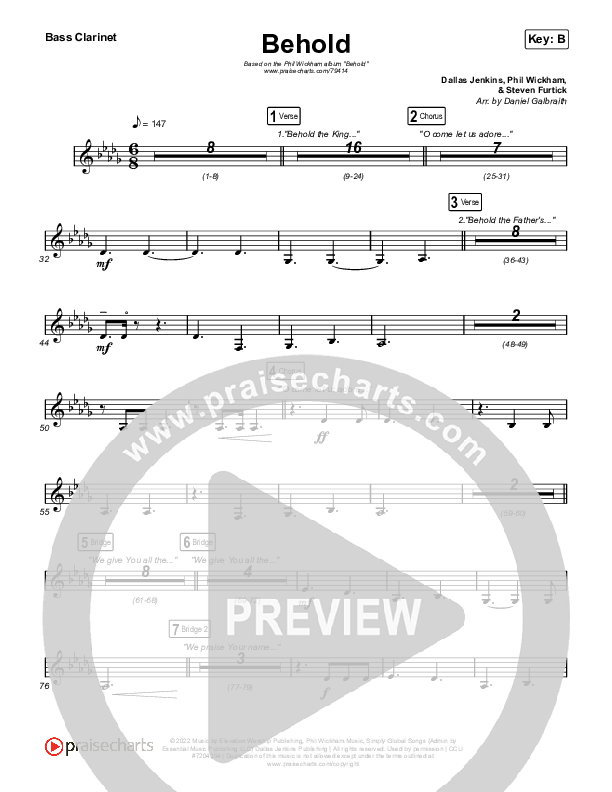 Behold Bass Clarinet (Phil Wickham / Anne Wilson)