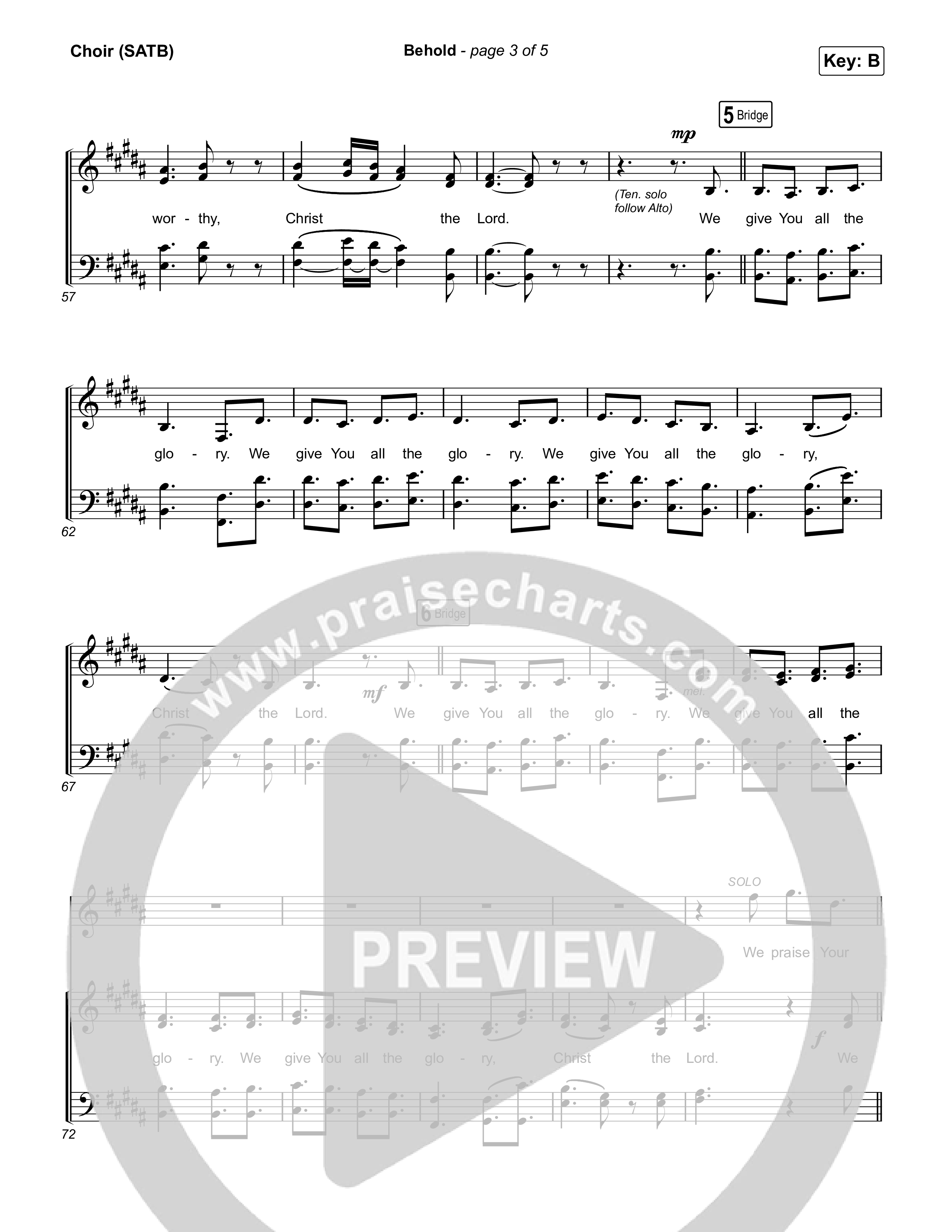 Behold Choir Sheet (SATB) (Phil Wickham / Anne Wilson)