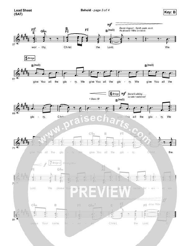 Behold Lead Sheet (SAT) (Phil Wickham / Anne Wilson)