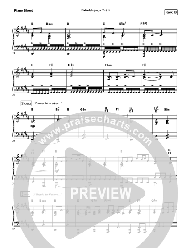 Behold Piano Sheet (Phil Wickham / Anne Wilson)