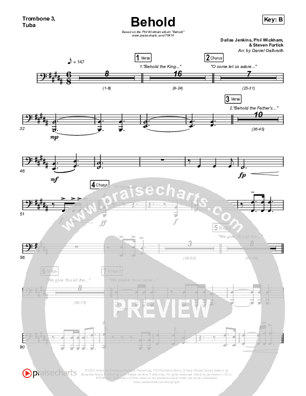 Behold Trombone 1,2 (Phil Wickham / Anne Wilson)