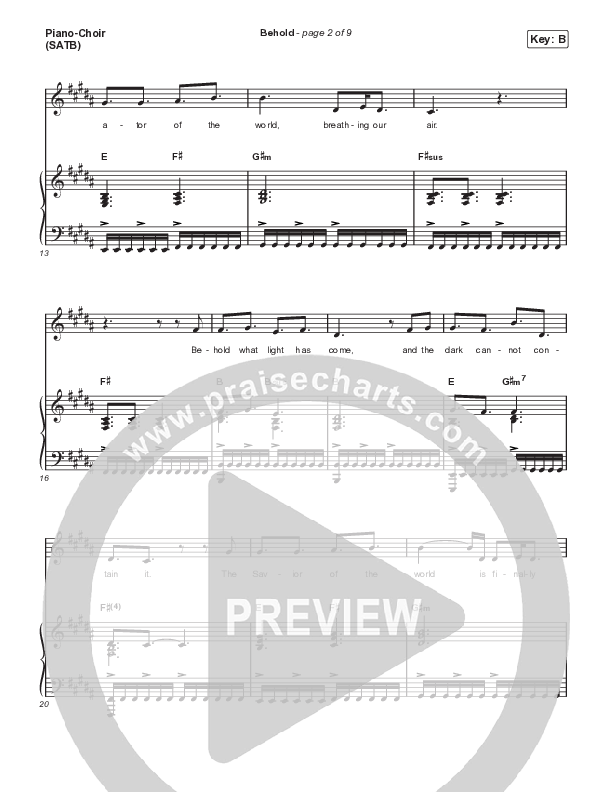 Behold (Choral Anthem SATB) Piano/Vocal (SATB) (Phil Wickham / Anne Wilson / Arr. Mason Brown)