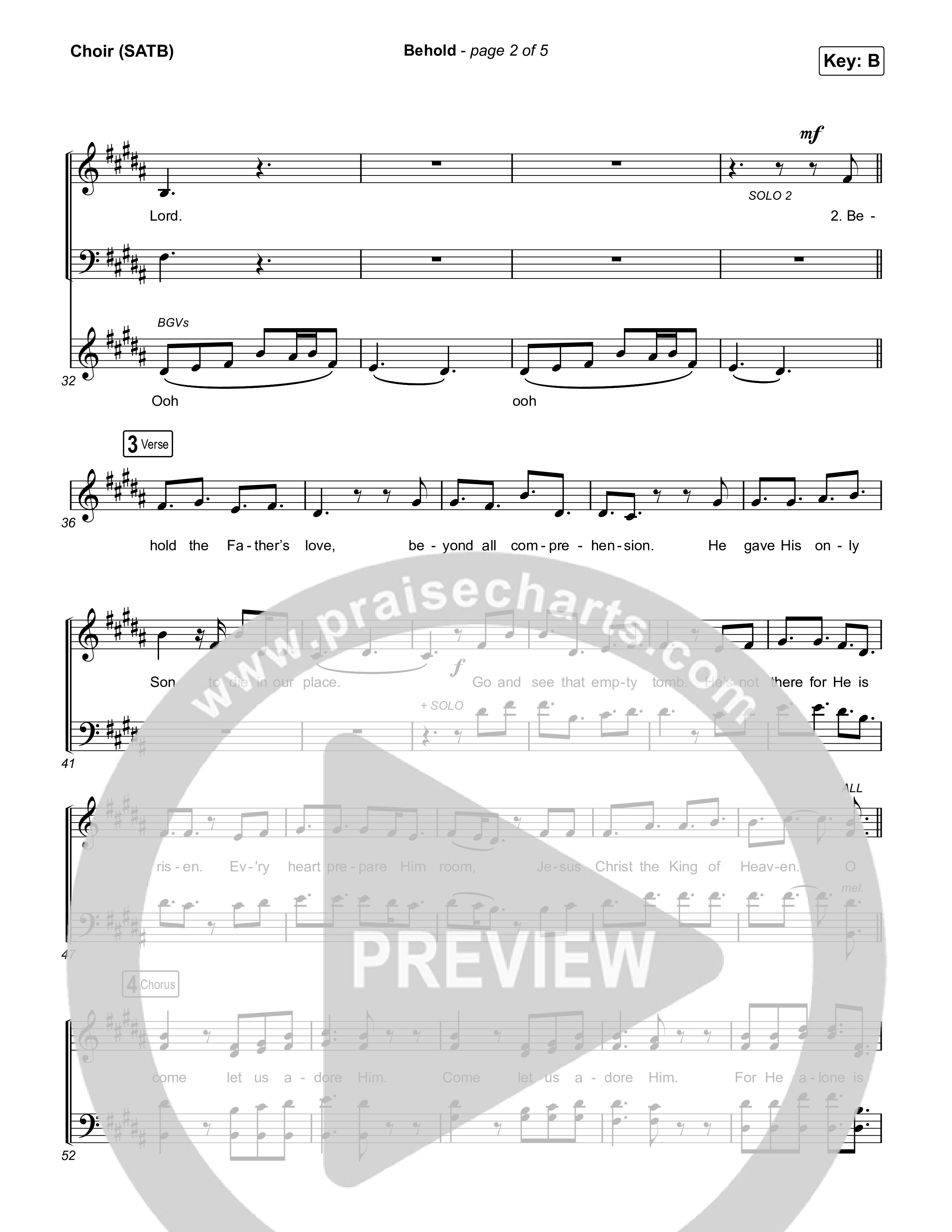 Behold (Choral Anthem SATB) Choir Sheet (SATB) (Phil Wickham / Anne Wilson / Arr. Mason Brown)