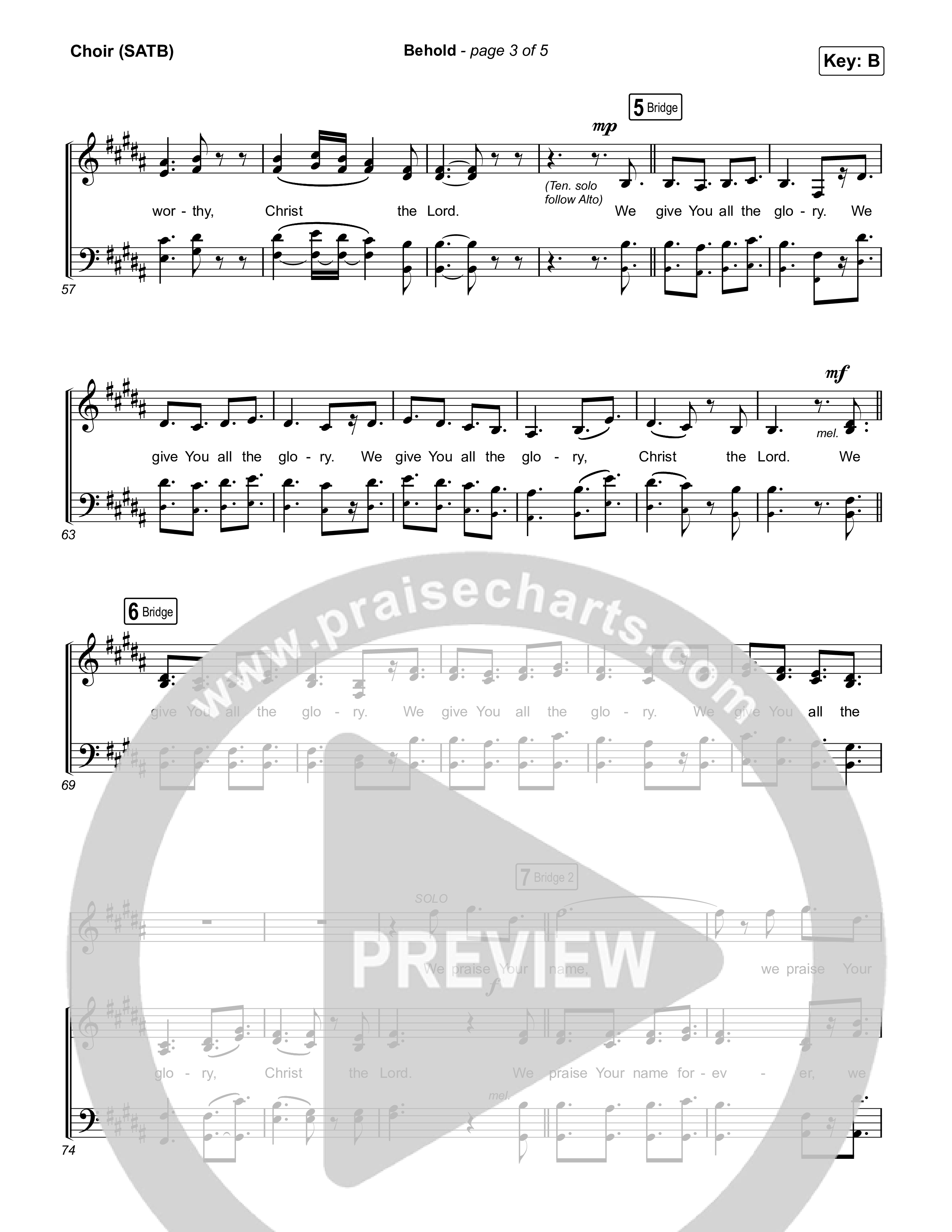 Behold (Choral Anthem SATB) Choir Sheet (SATB) (Phil Wickham / Anne Wilson / Arr. Mason Brown)