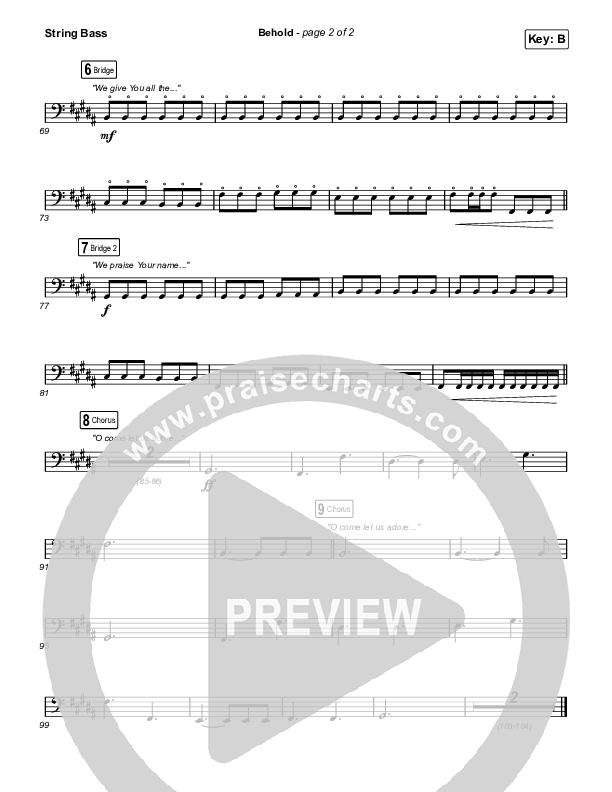 Behold (Choral Anthem SATB) String Bass (Phil Wickham / Anne Wilson / Arr. Mason Brown)