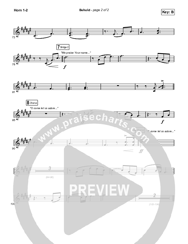 Behold (Choral Anthem SATB) French Horn 1,2 (Phil Wickham / Anne Wilson / Arr. Mason Brown)