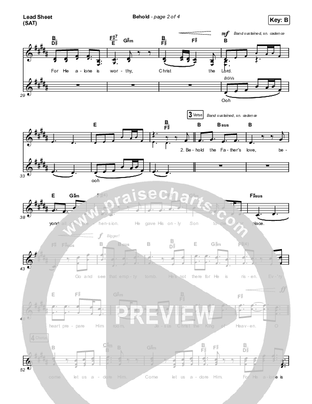Behold (Choral Anthem SATB) Lead Sheet (SAT) (Phil Wickham / Anne Wilson / Arr. Mason Brown)