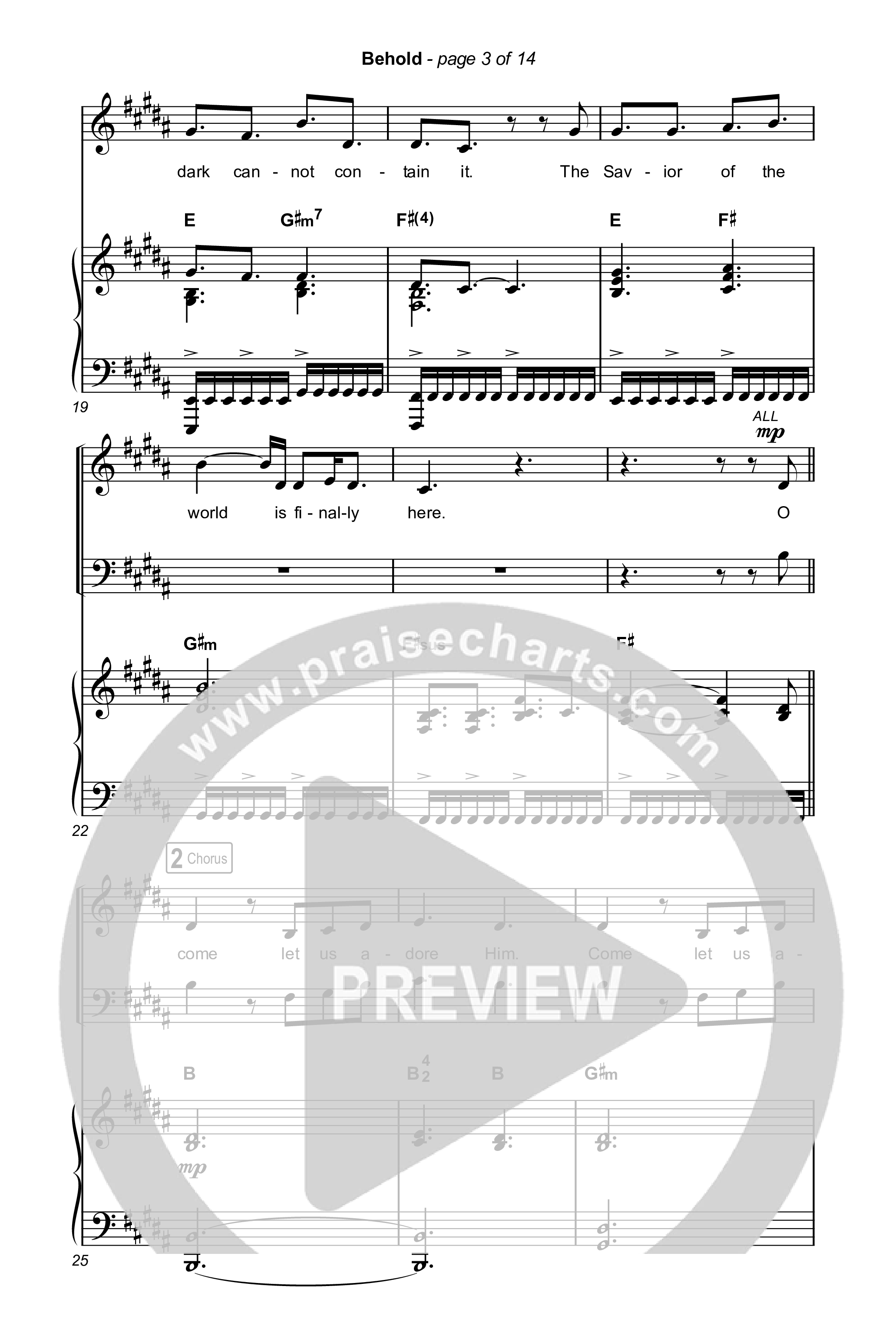 Behold (Choral Anthem SATB) Octavo (SATB & Pno) (Phil Wickham / Anne Wilson / Arr. Mason Brown)