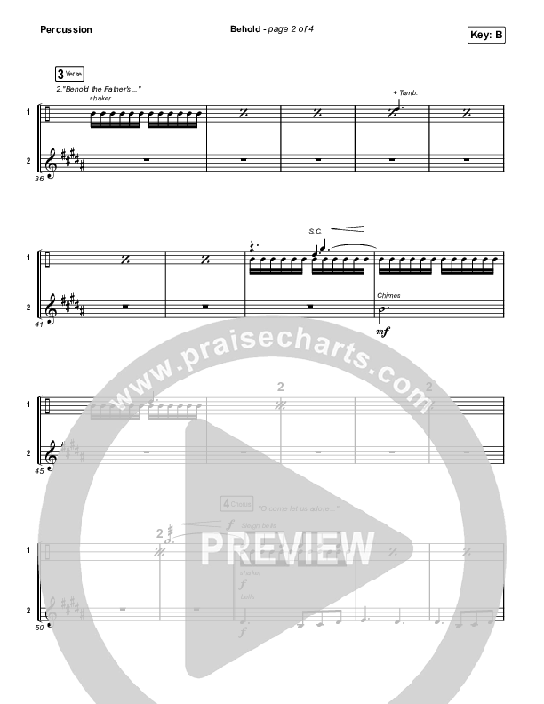 Behold (Choral Anthem SATB) Percussion (Phil Wickham / Anne Wilson / Arr. Mason Brown)