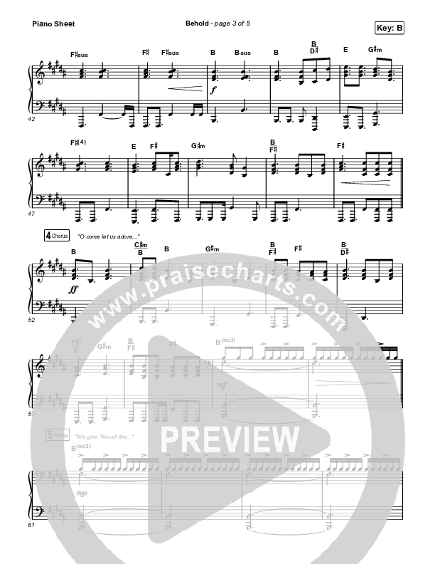 Behold (Choral Anthem SATB) Piano Sheet (Phil Wickham / Anne Wilson / Arr. Mason Brown)