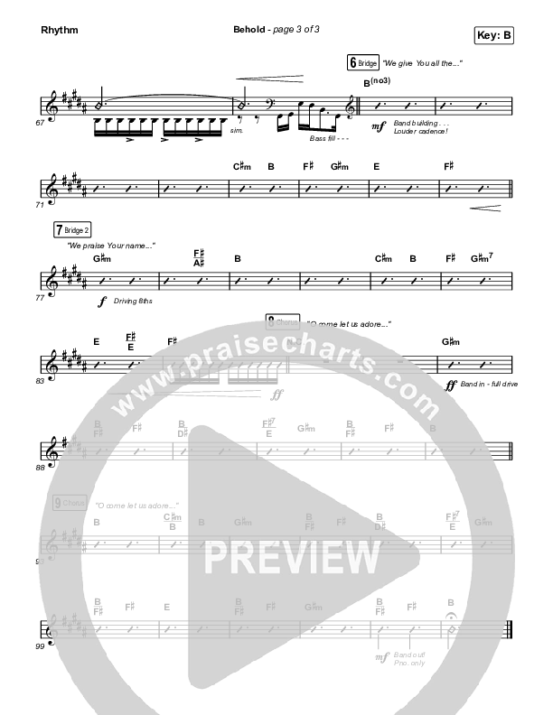 Behold (Choral Anthem SATB) Rhythm Pack (Phil Wickham / Anne Wilson / Arr. Mason Brown)
