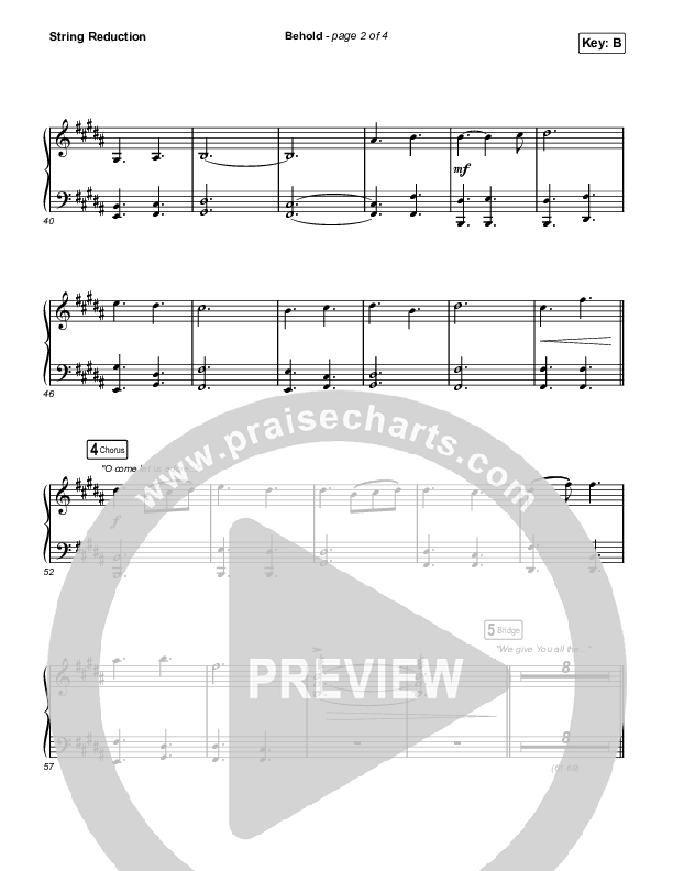 Behold (Choral Anthem SATB) String Reduction (Phil Wickham / Anne Wilson / Arr. Mason Brown)