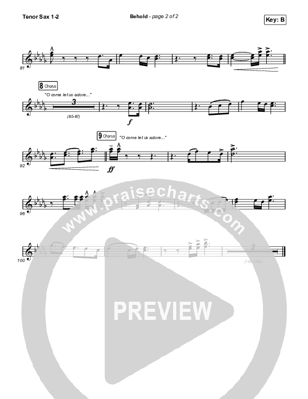 Behold (Choral Anthem SATB) Tenor Sax 1,2 (Phil Wickham / Anne Wilson / Arr. Mason Brown)