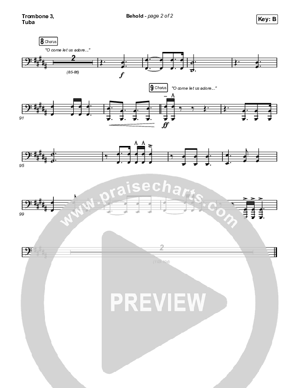 Behold (Choral Anthem SATB) Trombone 3/Tuba (Phil Wickham / Anne Wilson / Arr. Mason Brown)