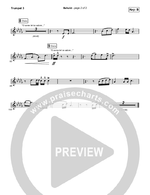 Behold (Choral Anthem SATB) Trumpet 3 (Phil Wickham / Anne Wilson / Arr. Mason Brown)