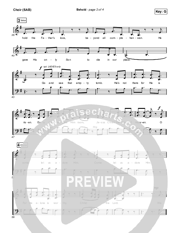 Behold (Worship Choir SAB) Choir Sheet (SAB) (Phil Wickham / Anne Wilson)