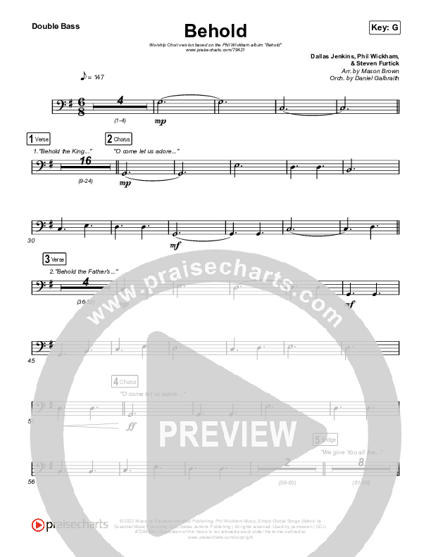 Behold (Worship Choir SAB) Double Bass (Phil Wickham / Anne Wilson / Arr. Mason Brown)