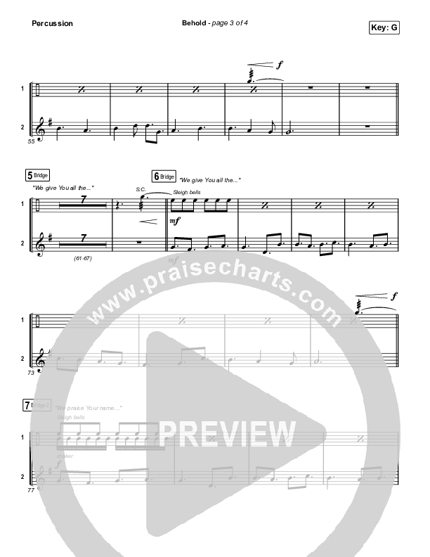 Behold (Worship Choir SAB) Percussion (Phil Wickham / Anne Wilson / Arr. Mason Brown)