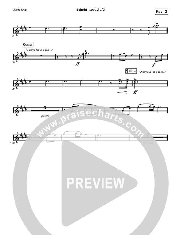 Behold (Unison/2-Part Choir) Sax Pack (Phil Wickham / Anne Wilson / Arr. Mason Brown)