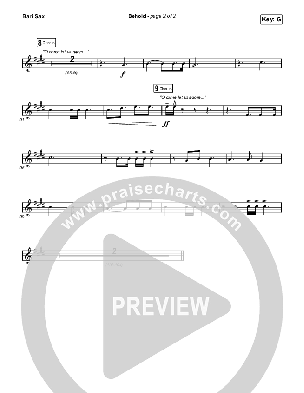 Behold (Unison/2-Part Choir) Bari Sax (Phil Wickham / Anne Wilson / Arr. Mason Brown)