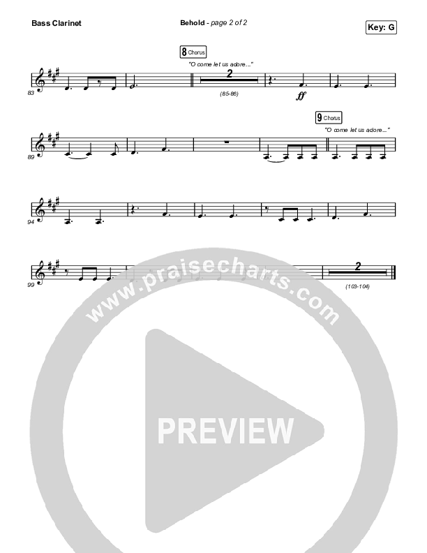 Behold (Unison/2-Part Choir) Bass Clarinet (Phil Wickham / Anne Wilson / Arr. Mason Brown)