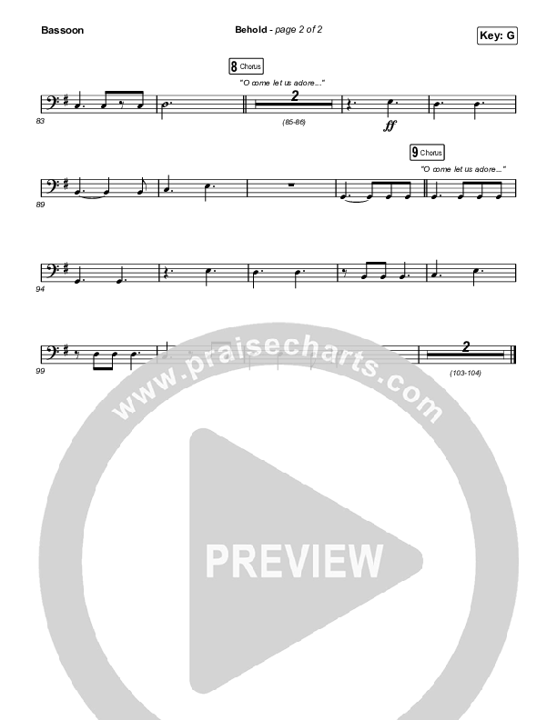 Behold (Unison/2-Part Choir) Bassoon (Phil Wickham / Anne Wilson / Arr. Mason Brown)