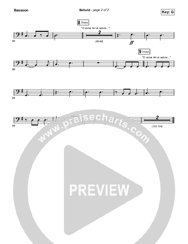 Behold (Unison/2-Part Choir) Bassoon (Phil Wickham / Anne Wilson / Arr. Mason Brown)