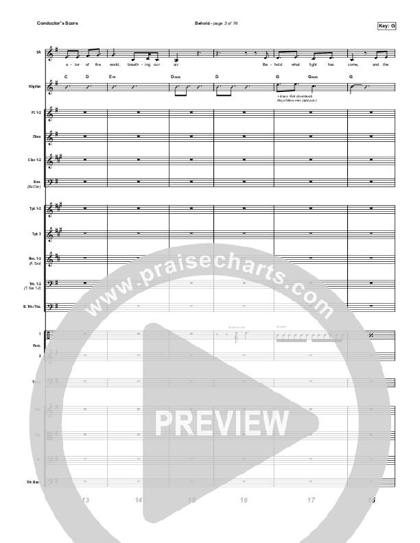 Behold (Unison/2-Part Choir) Conductor's Score (Phil Wickham / Anne Wilson / Arr. Mason Brown)