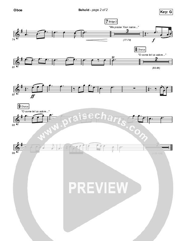 Behold (Unison/2-Part Choir) Oboe (Phil Wickham / Anne Wilson / Arr. Mason Brown)