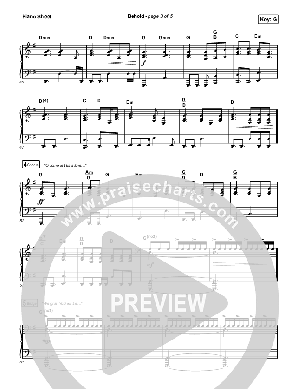 Behold (Unison/2-Part Choir) Piano Sheet (Phil Wickham / Anne Wilson / Arr. Mason Brown)
