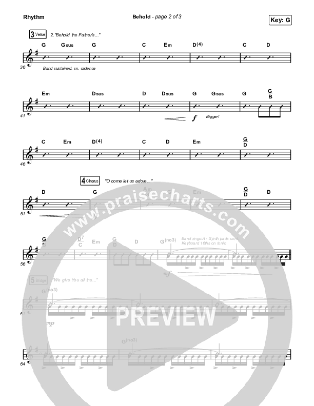 Behold (Unison/2-Part Choir) Rhythm Chart (Phil Wickham / Anne Wilson / Arr. Mason Brown)