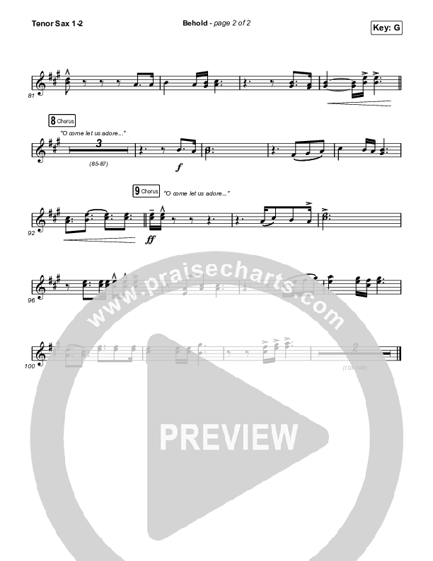 Behold (Unison/2-Part Choir) Tenor Sax 1/2 (Phil Wickham / Anne Wilson / Arr. Mason Brown)