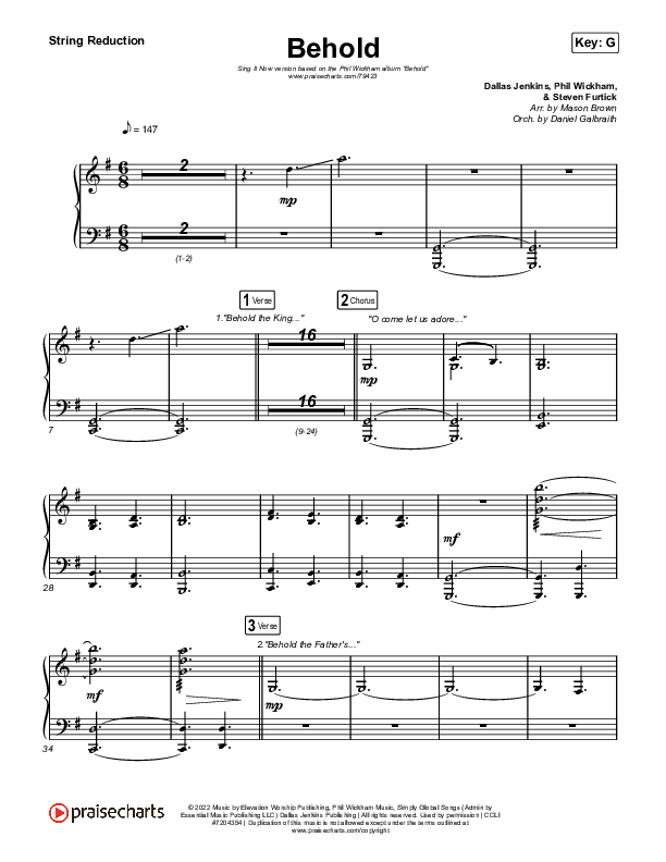 Behold (Sing It Now SATB) String Reduction (Phil Wickham / Anne Wilson / Arr. Mason Brown)