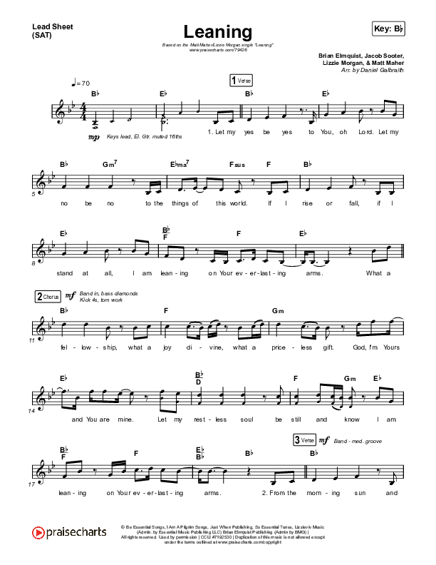 Leaning Lead Sheet (SAT) (Matt Maher / Lizzie Morgan)