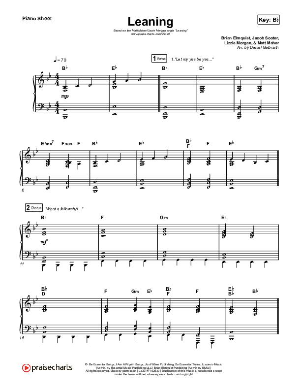Leaning Piano Sheet (Matt Maher / Lizzie Morgan)