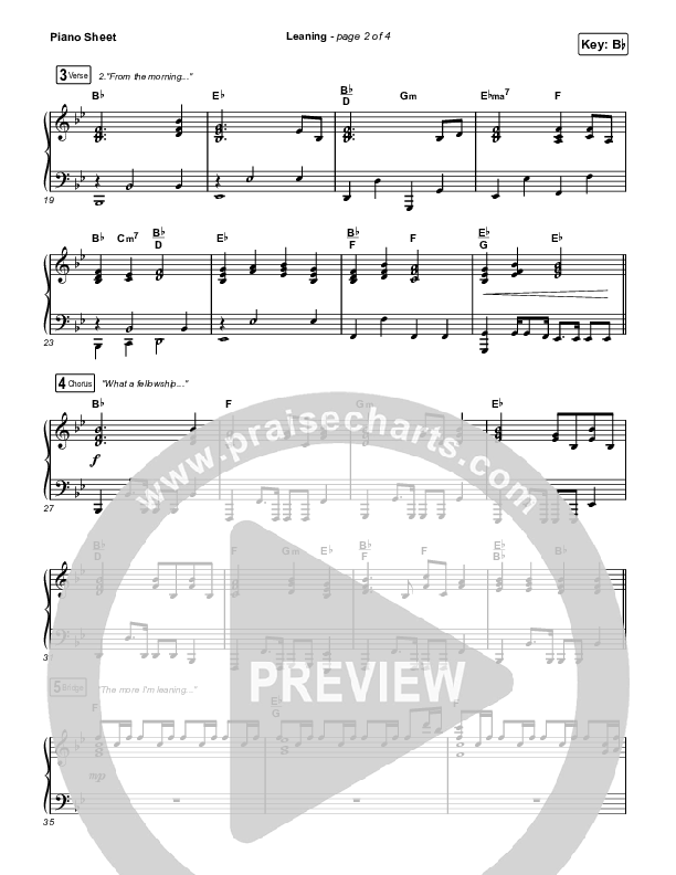 Leaning Piano Sheet (Matt Maher / Lizzie Morgan)