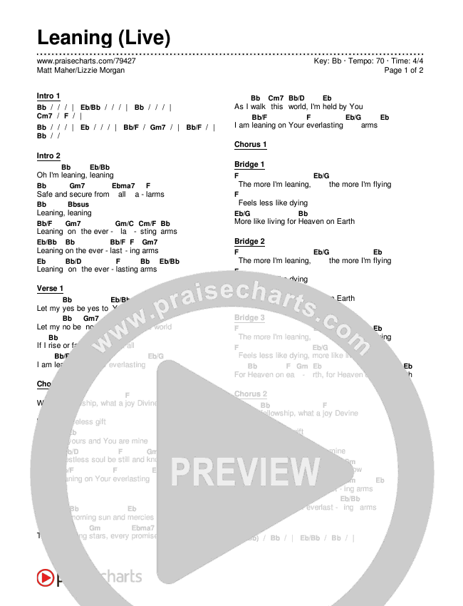Leaning (Live) Chords & Lyrics (Matt Maher / Lizzie Morgan)