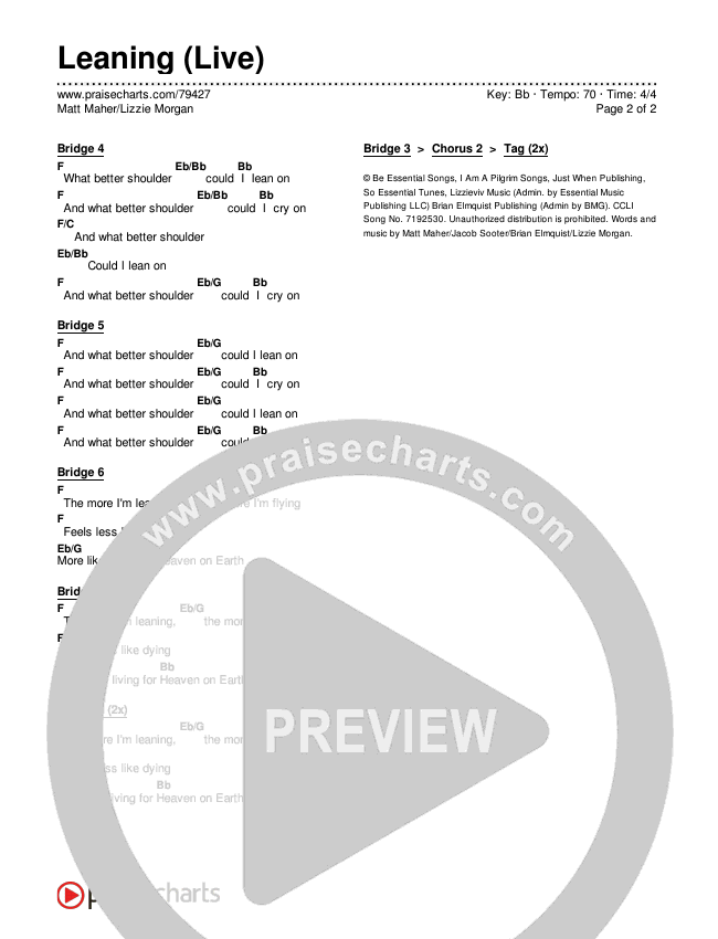 Leaning (Live) Chords & Lyrics (Matt Maher / Lizzie Morgan)