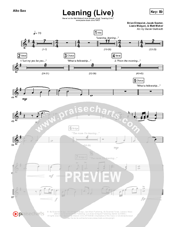 Leaning (Live) Alto Sax (Matt Maher / Lizzie Morgan)