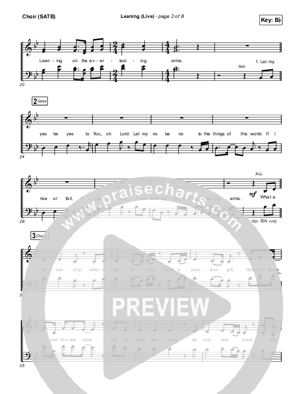 Leaning (Live) Choir Sheet (SATB) (Matt Maher / Lizzie Morgan)