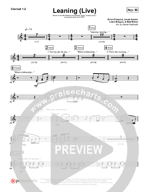 Leaning (Live) Clarinet 1/2 (Matt Maher / Lizzie Morgan)